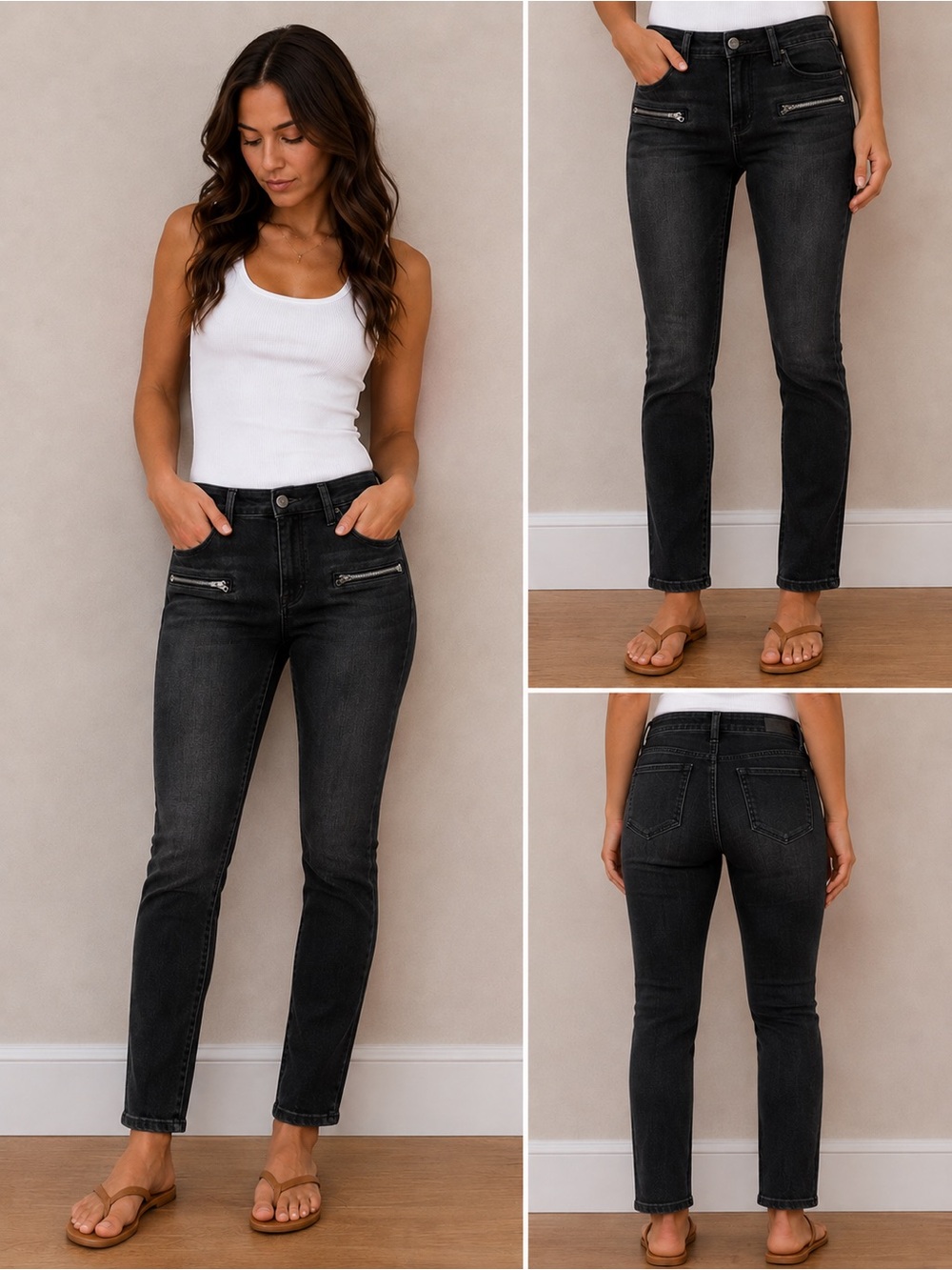 Kut from the Kloth Women's Washed Black Straight Leg Jeans